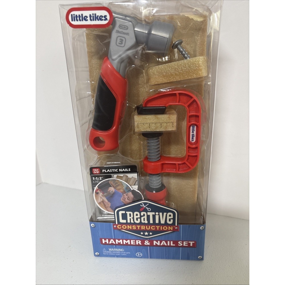 ⭐️ Little Tikes Creative Construction Plastic Hammer Vice & Nail Set Foam Wood
